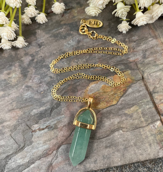 Just Breathe - Green Aventurine and Gold Filled Necklace