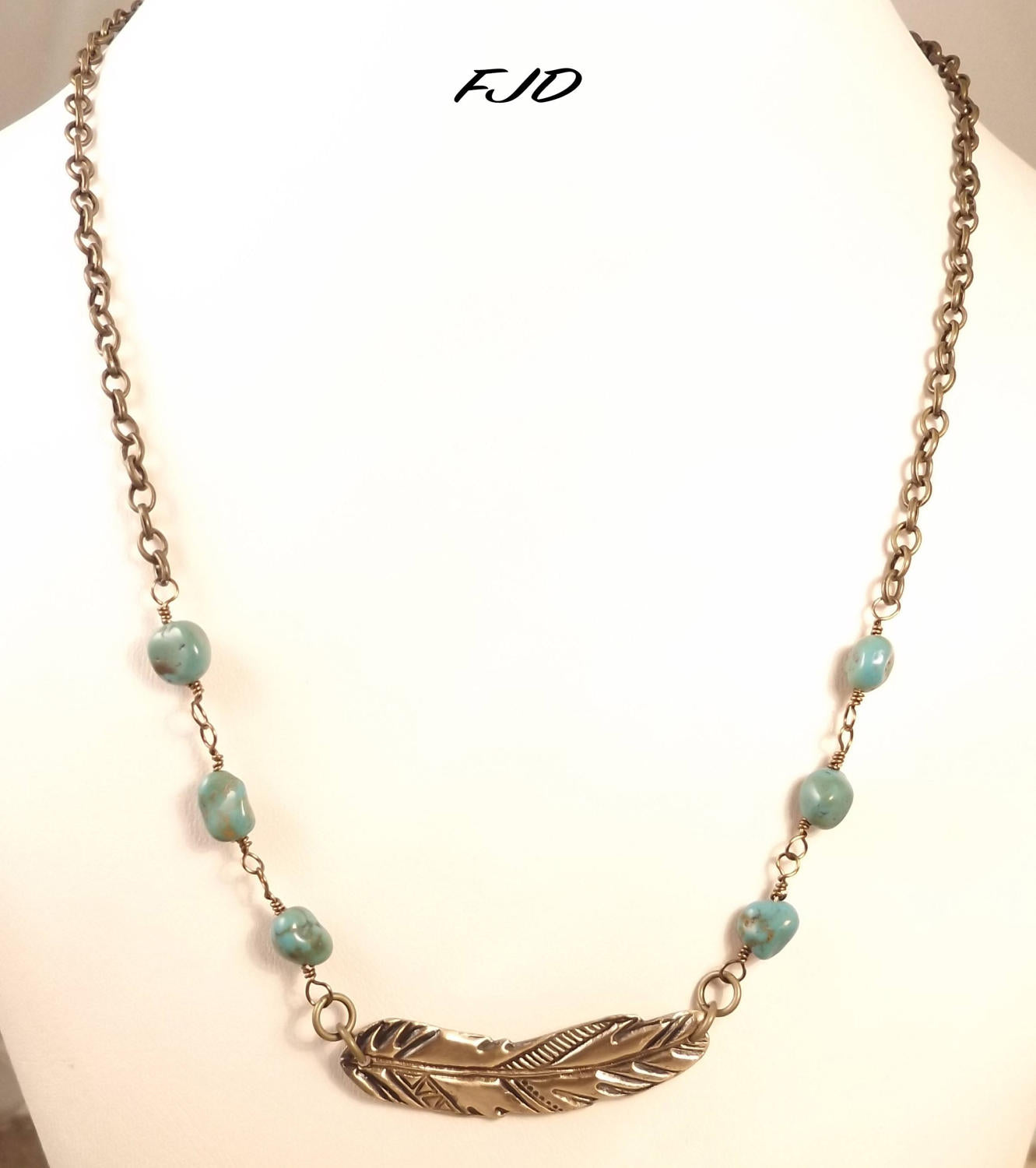 Hayley - Feather and Turquoise Necklace
