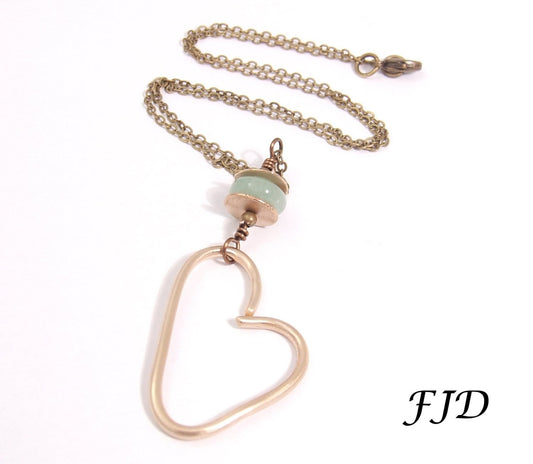 Aspen -  Hand formed Bronze Heart Charm Necklace
