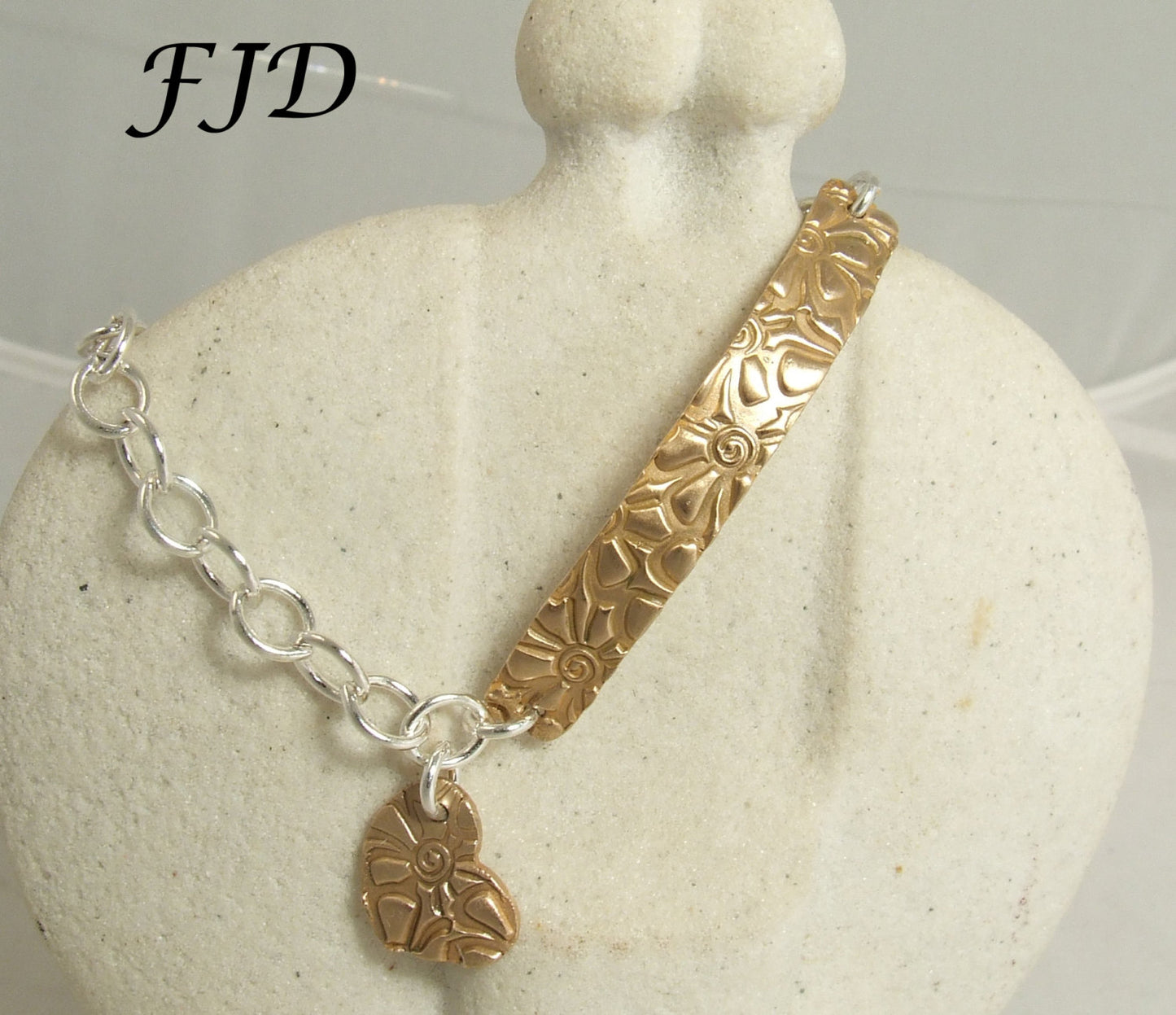 Hand Stamped Bronze and Sterling Silver Bracelet