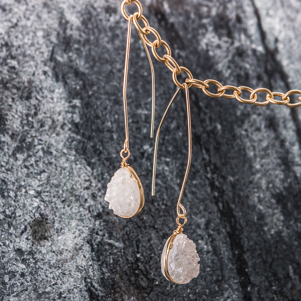 Bijoux - Druzy and Gold Earrings