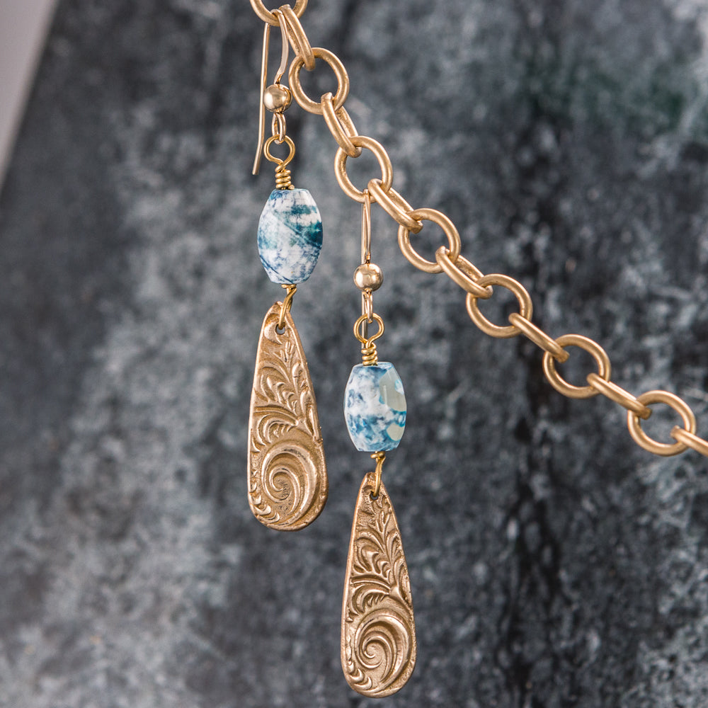 Bronze and Stone Earrings