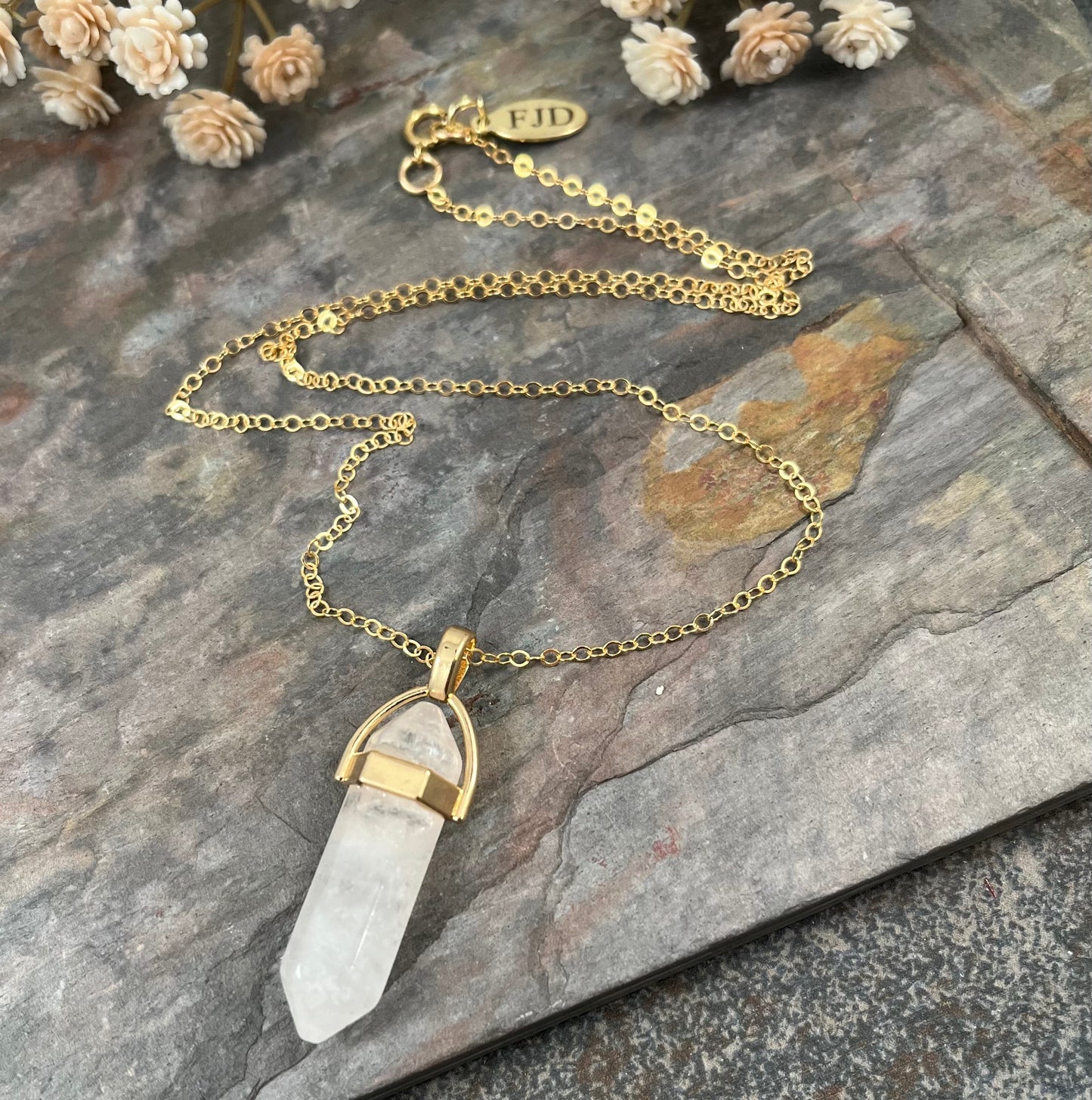 Just Breathe - Clear Quartz and Gold Filled Necklace