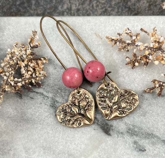 Brynn - Tree of Life Heart Earrings