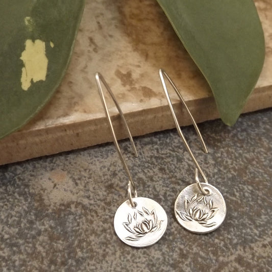 Brynn - Silver Lotus Earrings