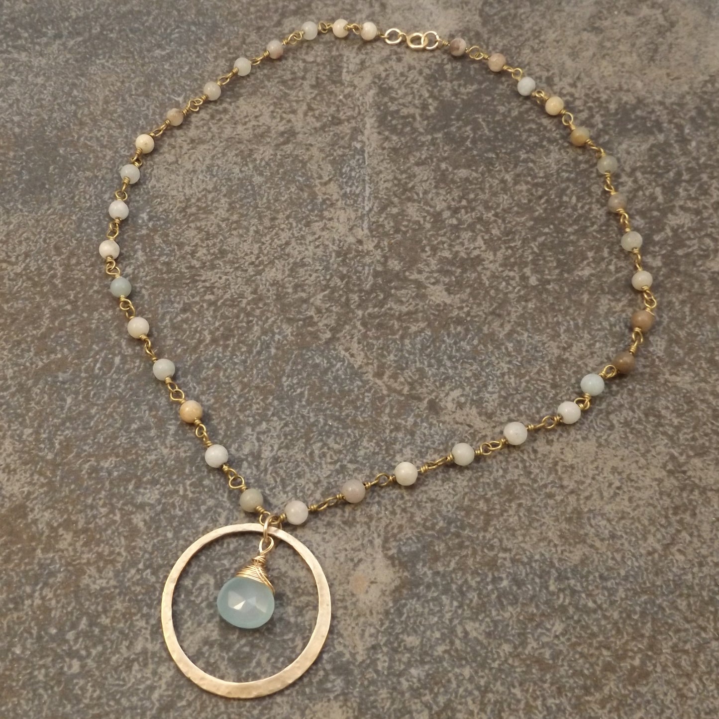 Brynn - Bronze Hoop and Amazonite Necklace
