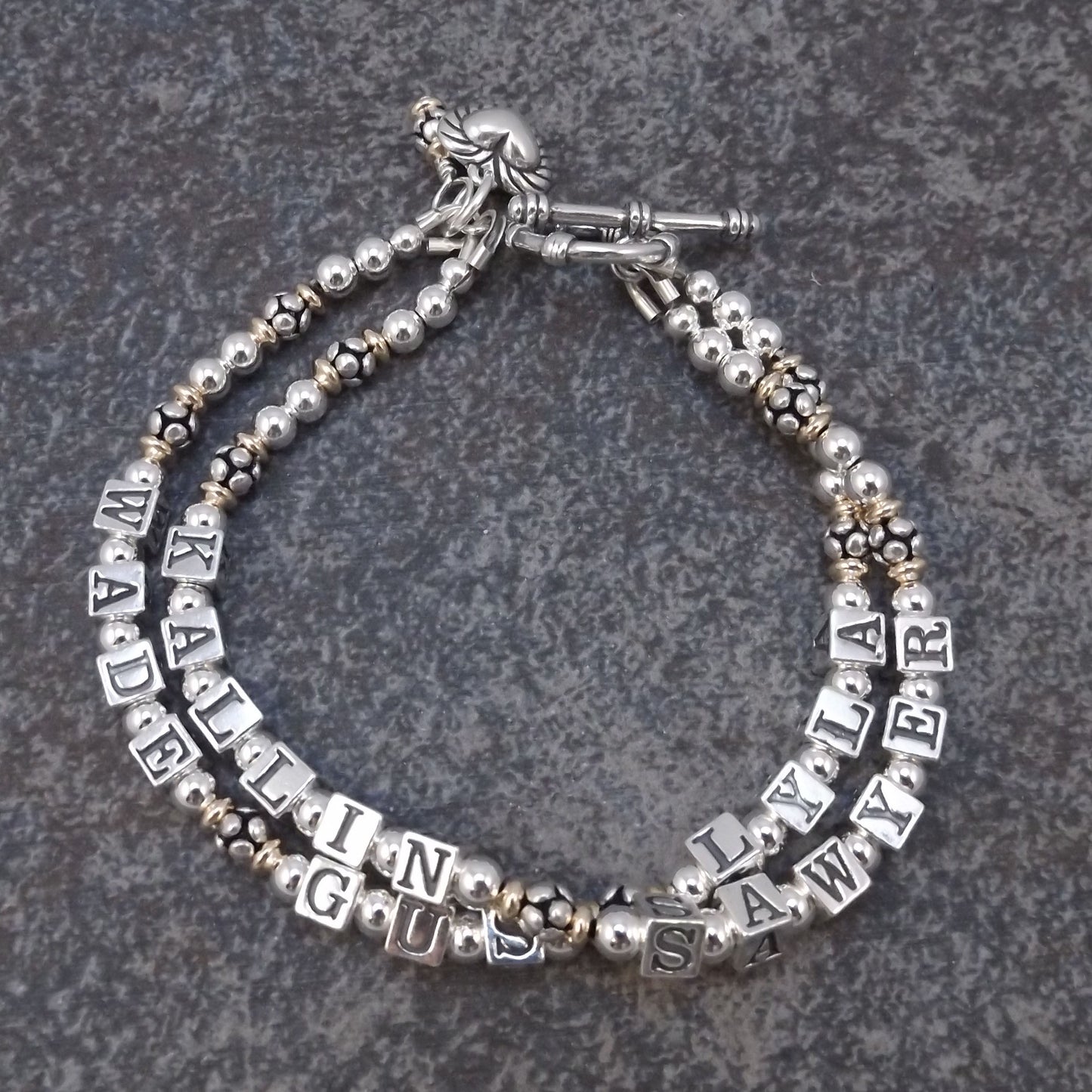 Silver and Gold Mother's  Bracelet