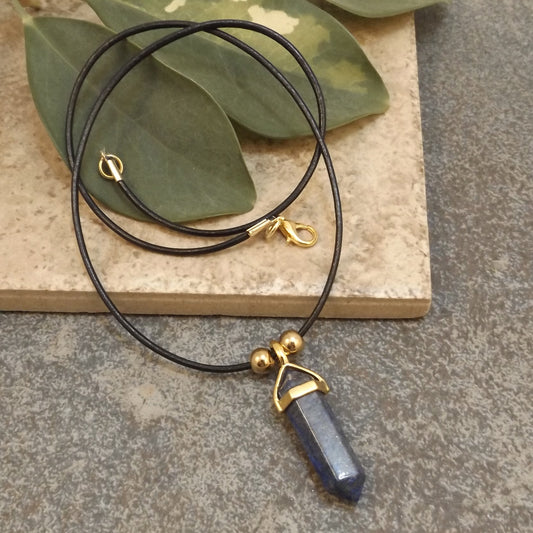 Sodalite and Leather Necklace