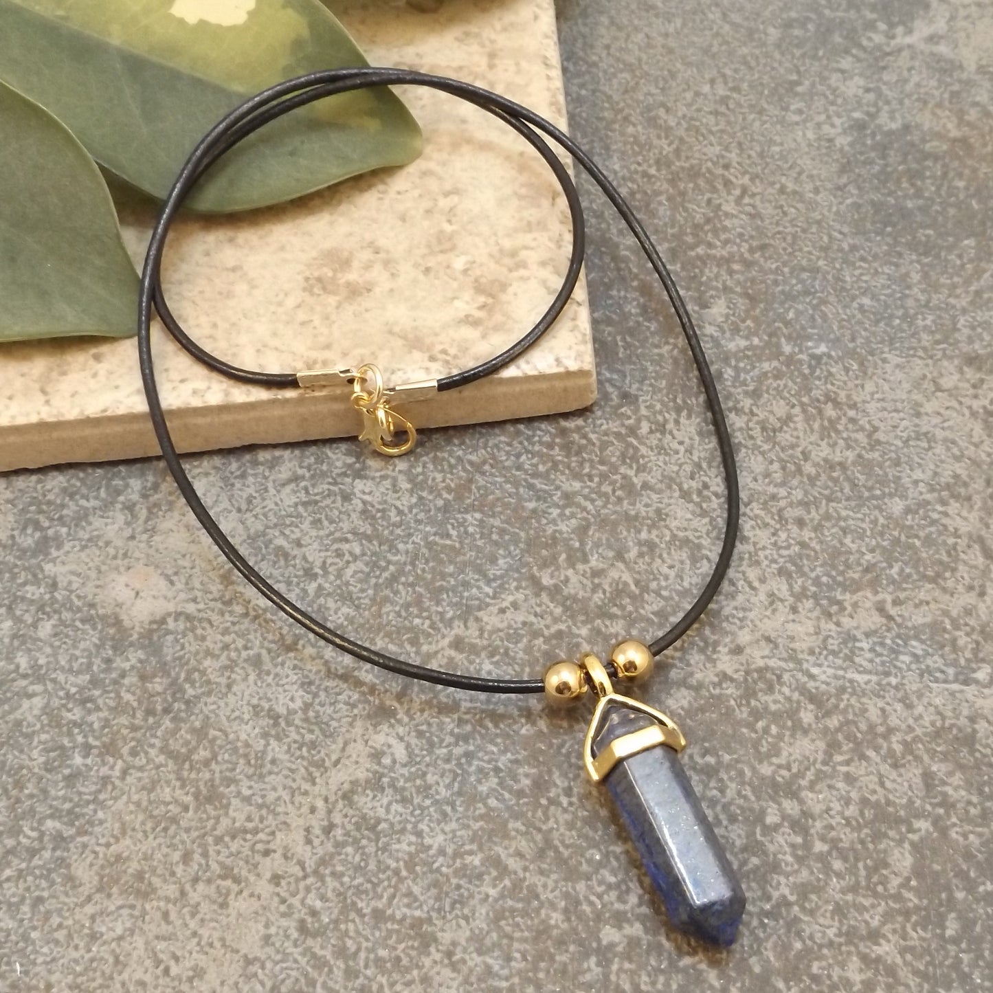 Sodalite and Leather Necklace