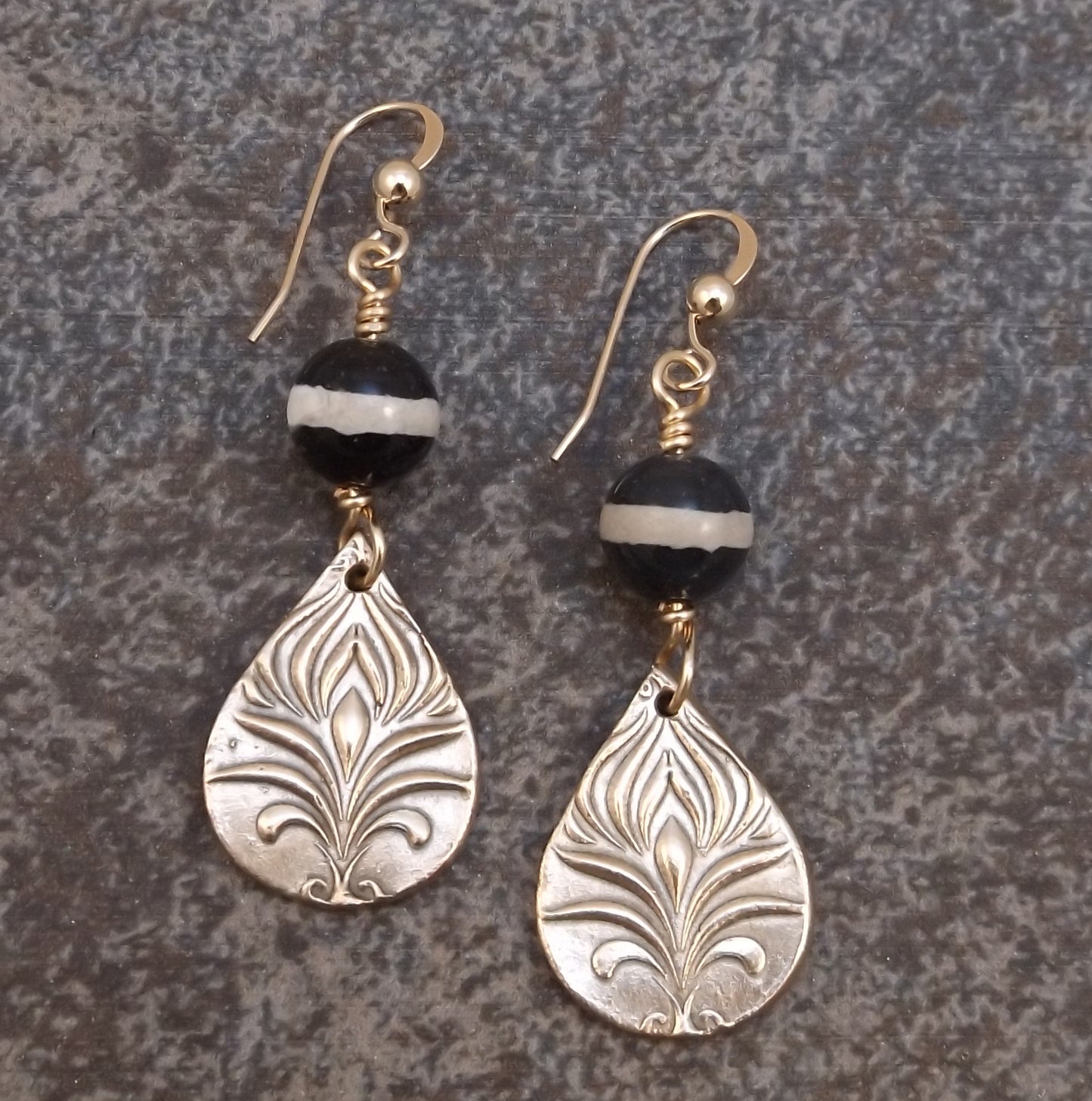 Bronze and Stone Earrings