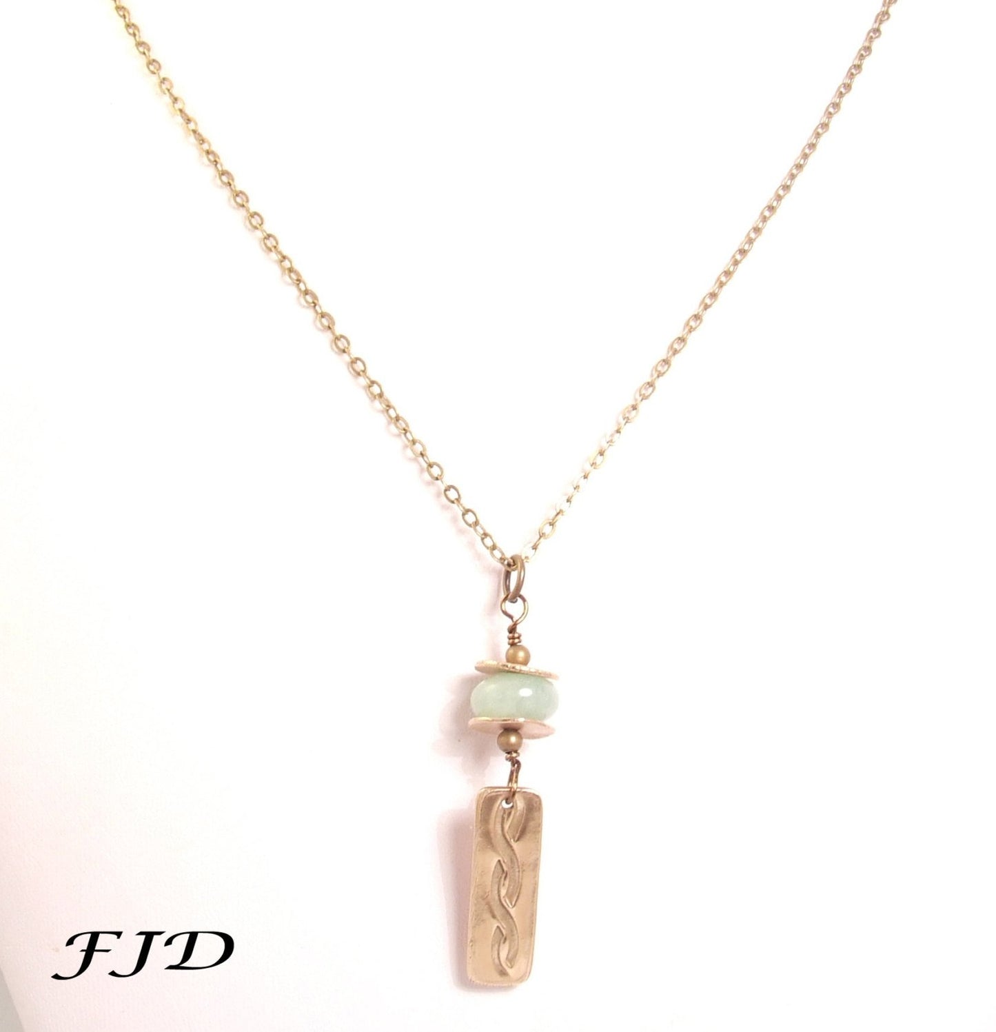 Hand Stamped Bronze and Gold Necklace