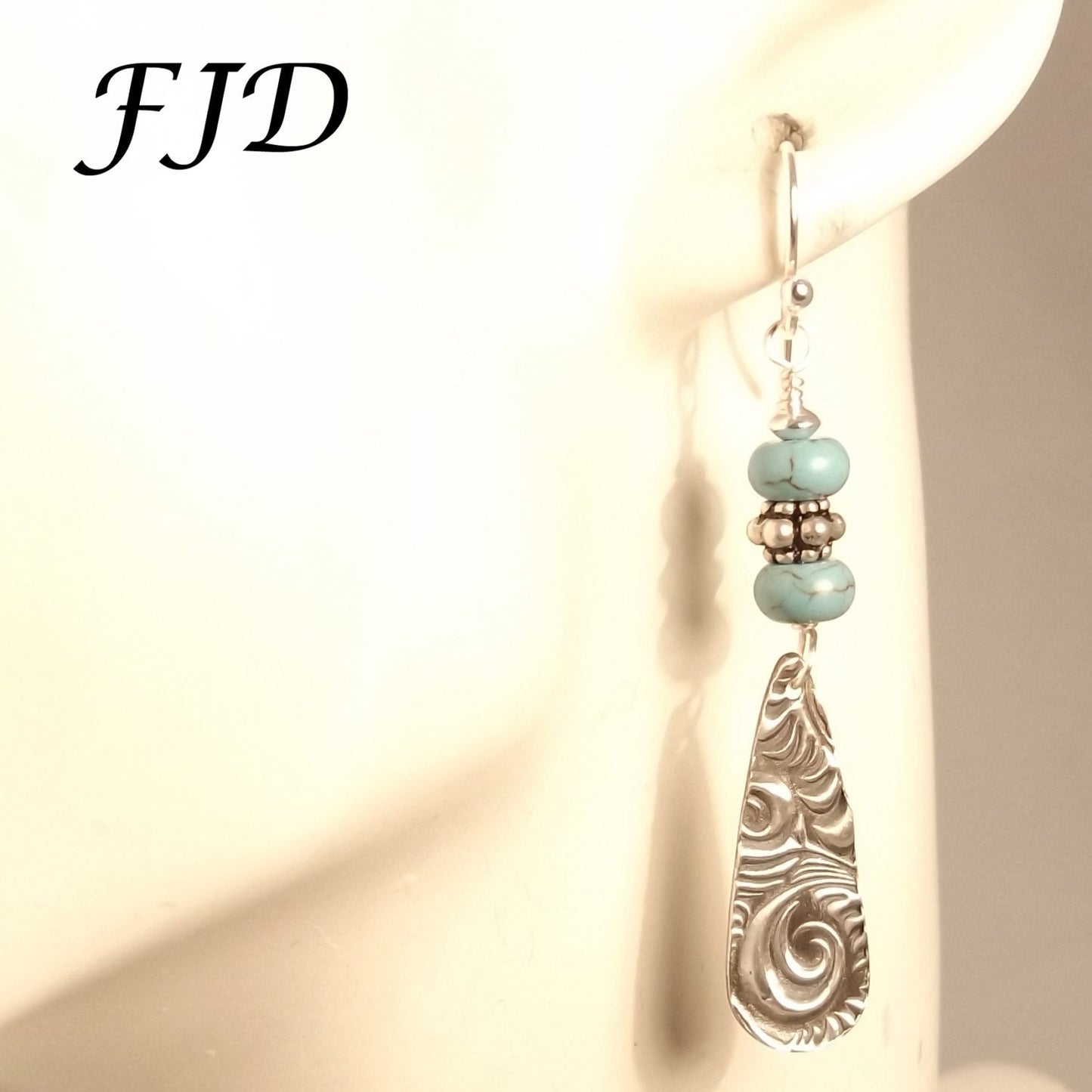 Silver and Turquoise Howlite Earrings