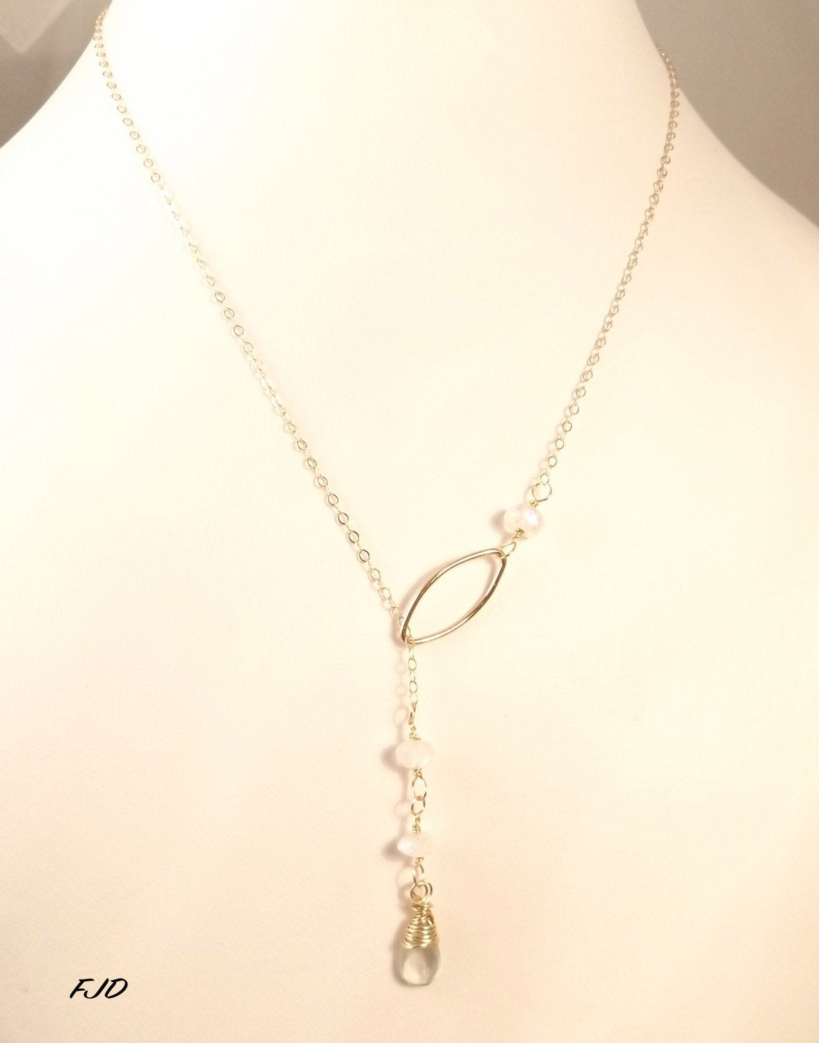 Gemma - Gold and Gemstone Lariat Necklace