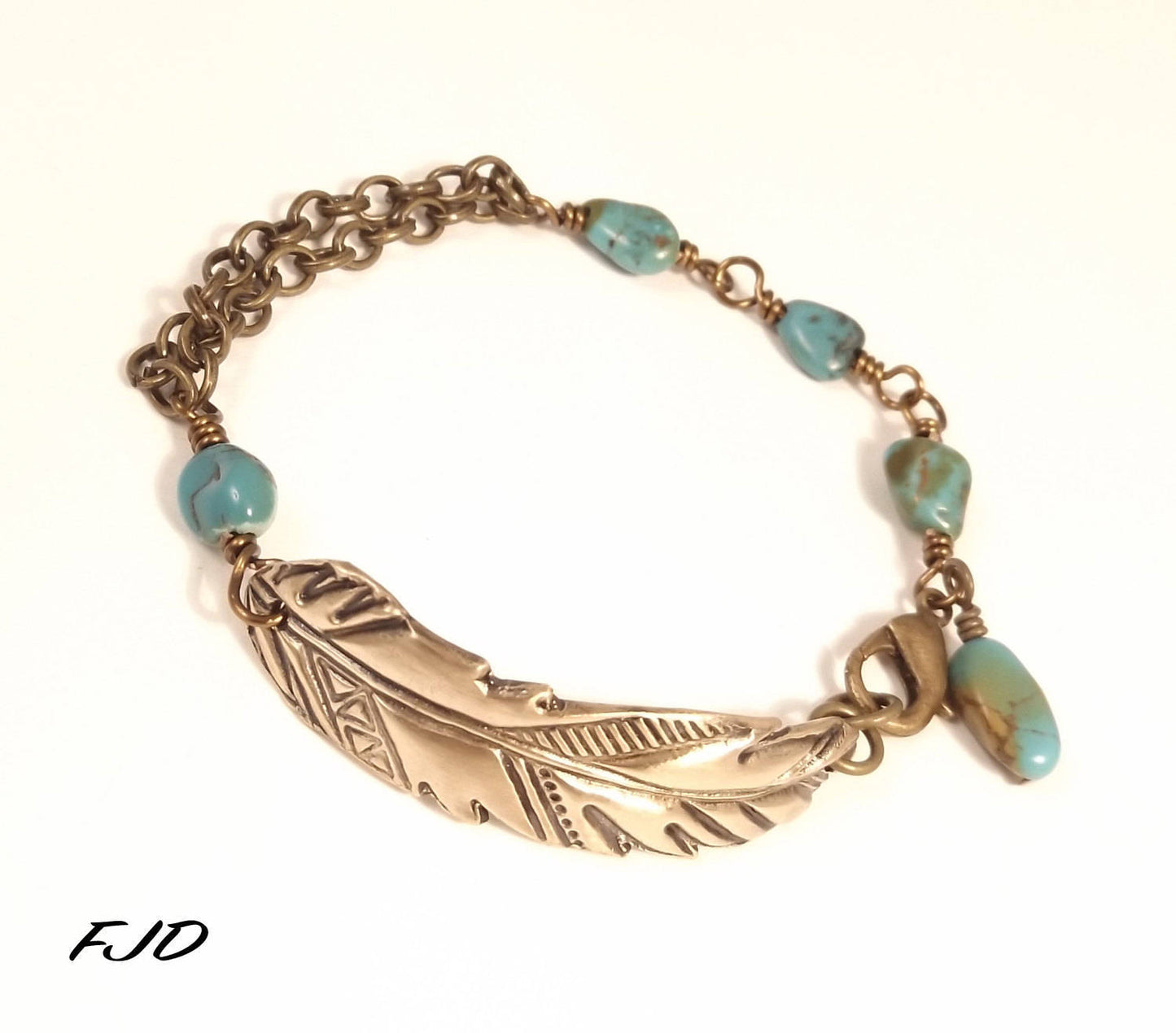 Hayley - Feather and Turquoise Bracelet