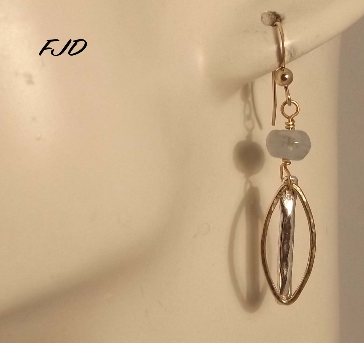 Azure - Gold, Silver and Aquamarine Earrings
