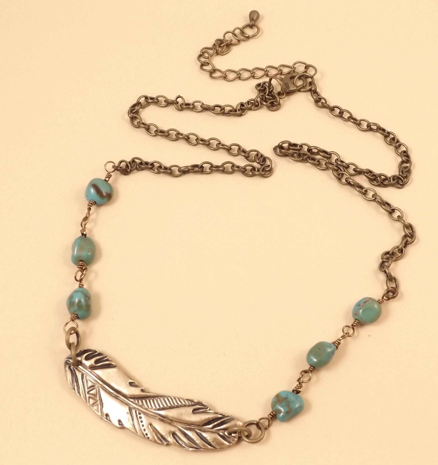 Hayley - Feather and Turquoise Necklace