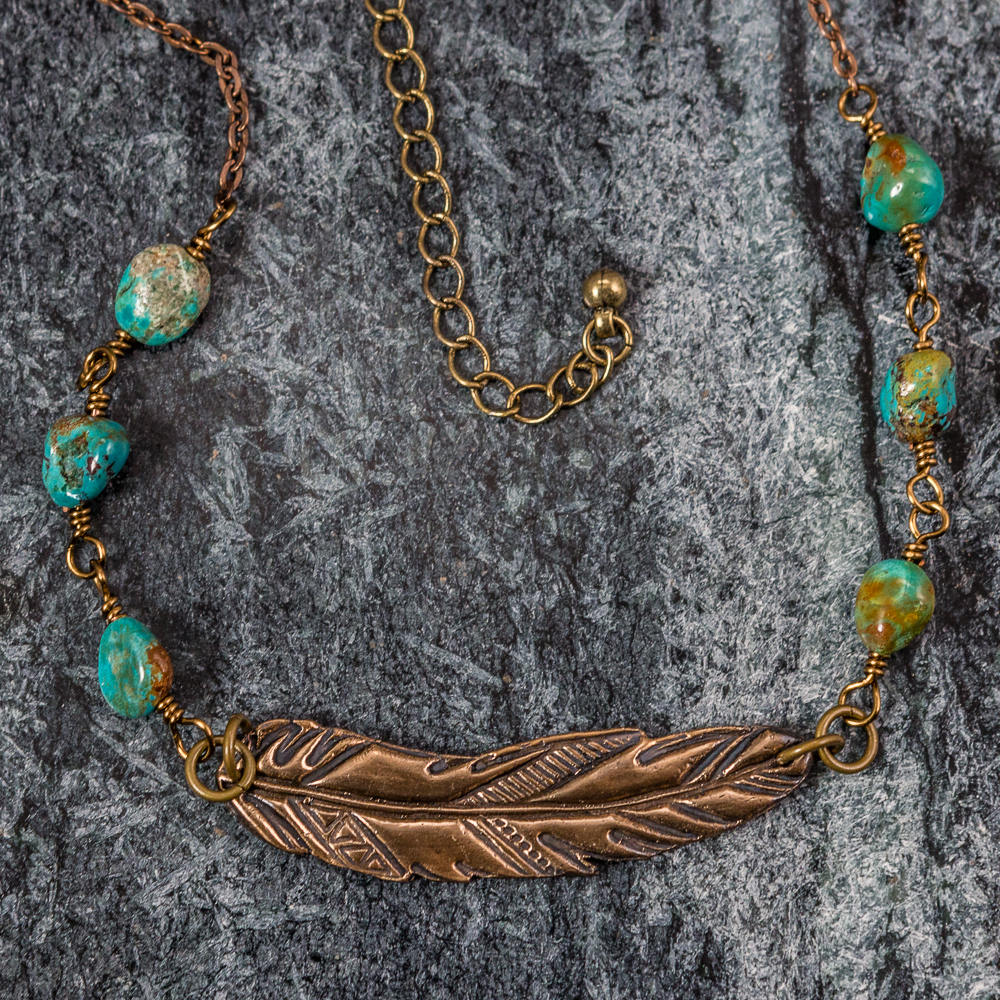 Hayley - Feather and Turquoise Necklace