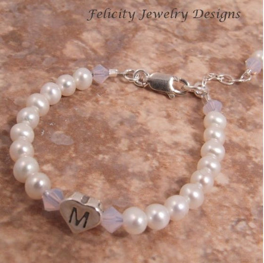 Baby Bracelet - Pearl and Silver
