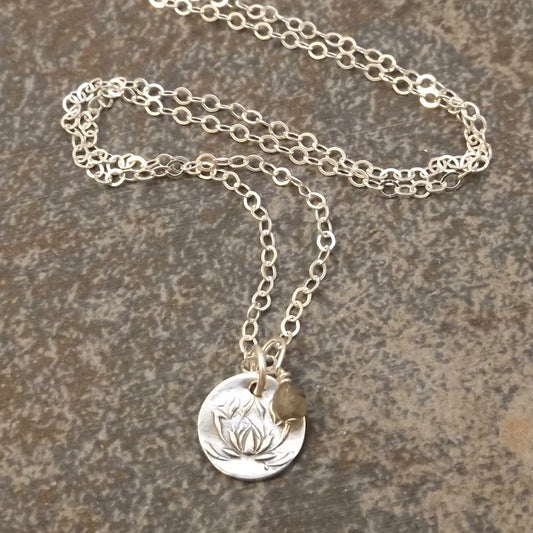Brynn - Silver Lotus Necklace