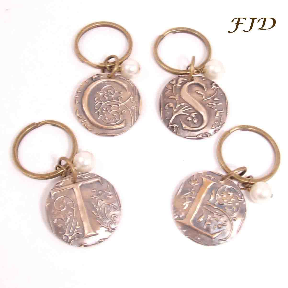 Hand-Stamped Bronze Initial Keychain