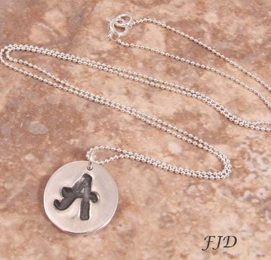 Fine Silver and Sterling Silver Initial Necklace