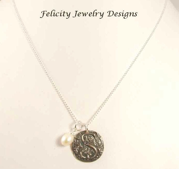 Bronze and Sterling Silver Initial Necklace
