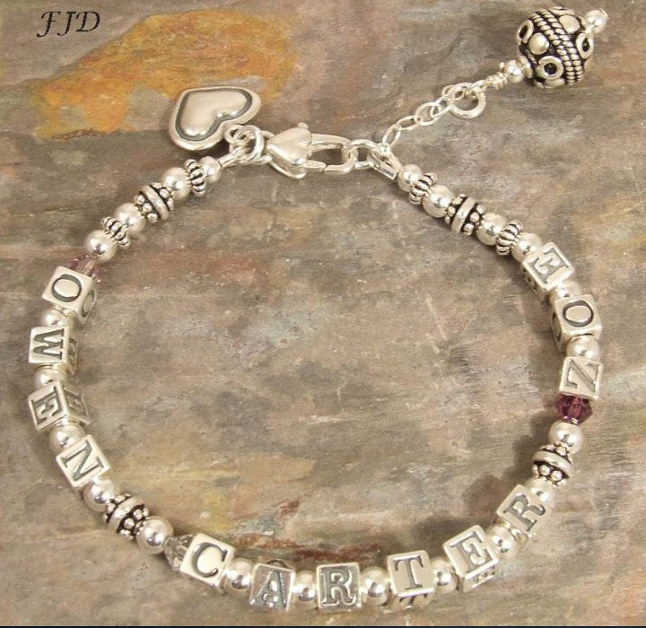 Mother's Name and Birthstone Bracelet
