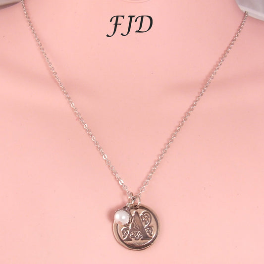 Wax Seal Hand-Stamped Bronze Initial Necklace
