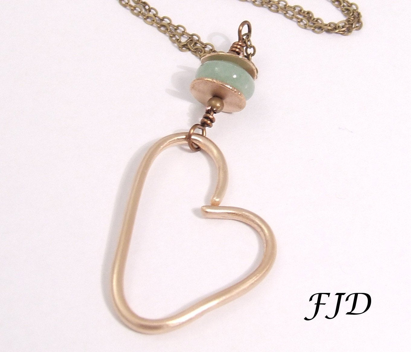 Aspen -  Hand formed Bronze Heart Charm Necklace