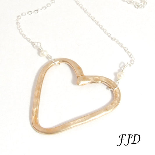 Sterling Silver and Bronze Heart Necklace