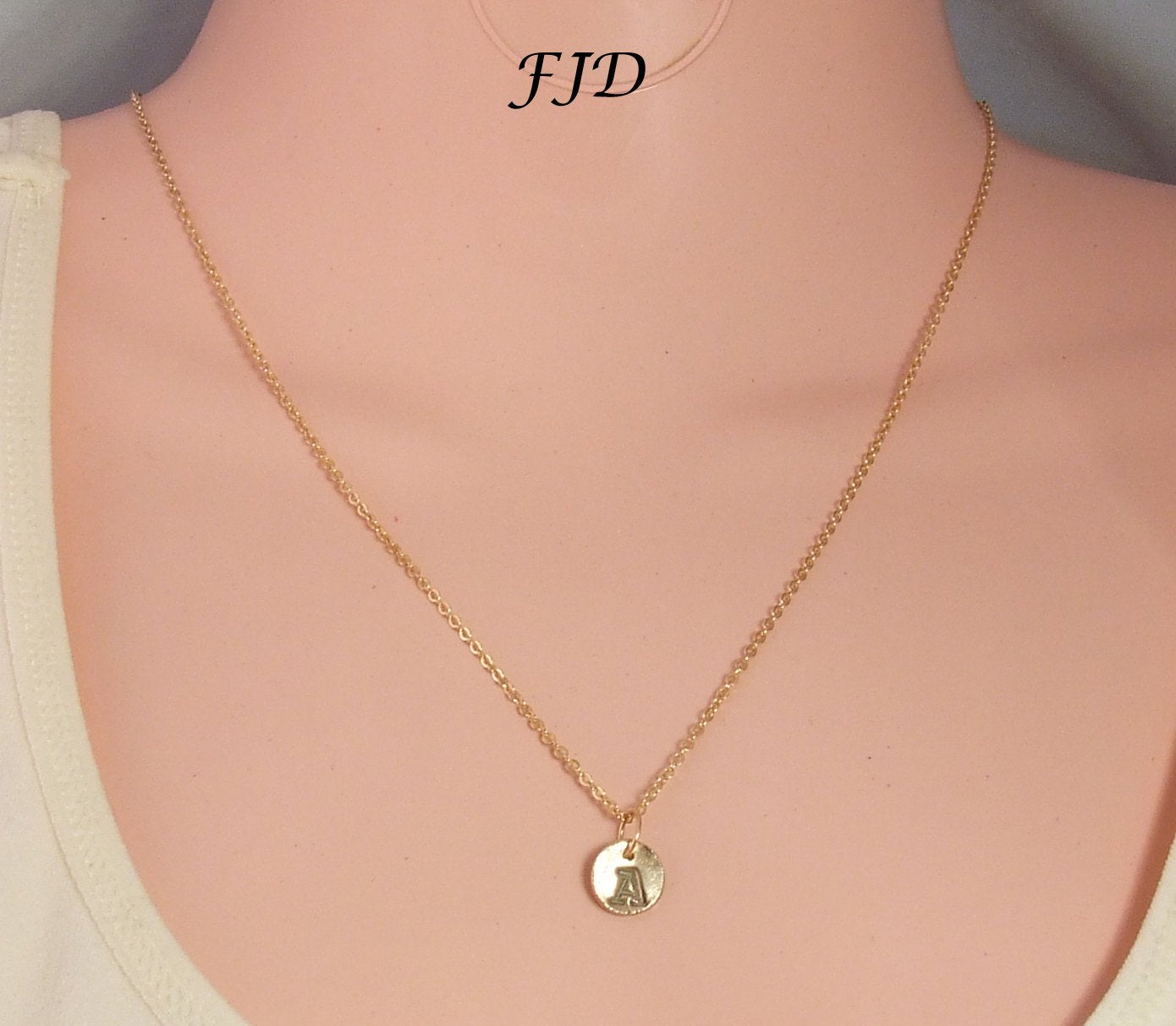 Gold and Hand-Stamped Bronze Initial Necklace