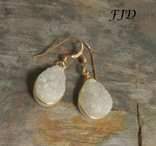 Bijoux - Druzy and Gold Fill Earrings
