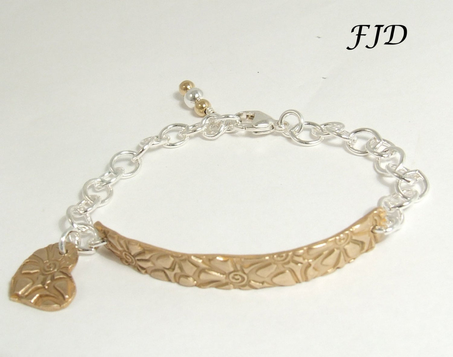 Hand Stamped Bronze and Sterling Silver Bracelet