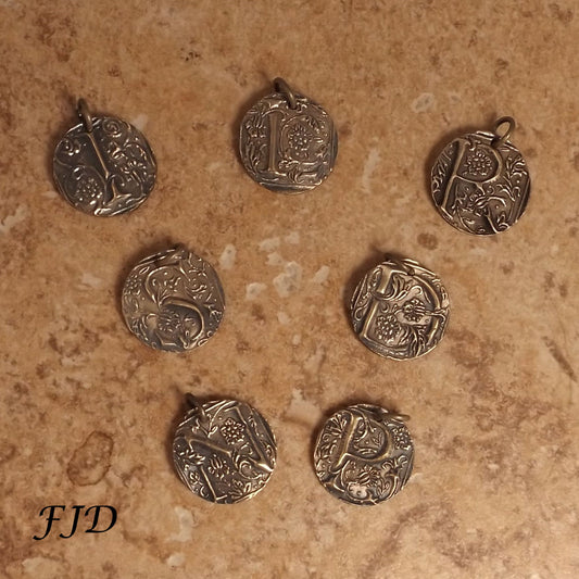 Hand-Stamped Bronze Initial Pendant Charm