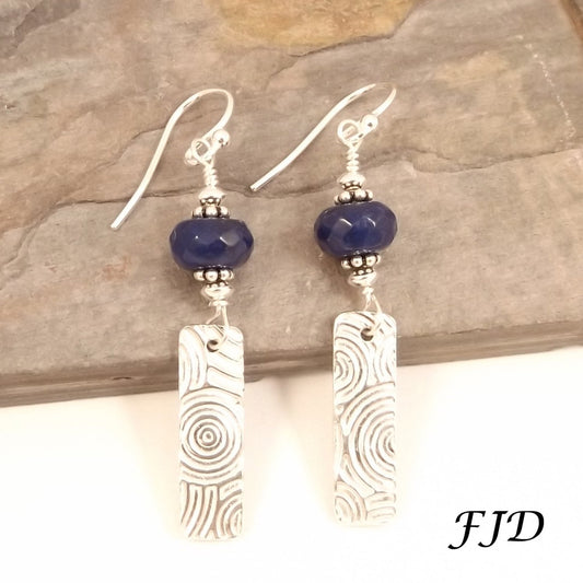 Fine Silver, Jade and Sterling Silver Earrings