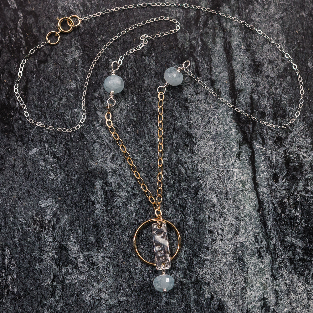 Azure - Silver and Gold Gemstone Necklace